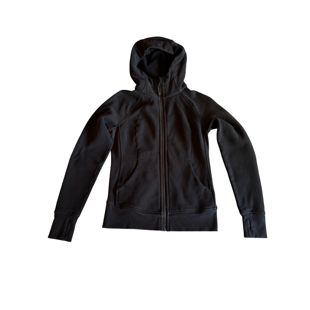 Lululemon Scuba Hoodie Light Cotton Fleece Black Full Zip Size 6